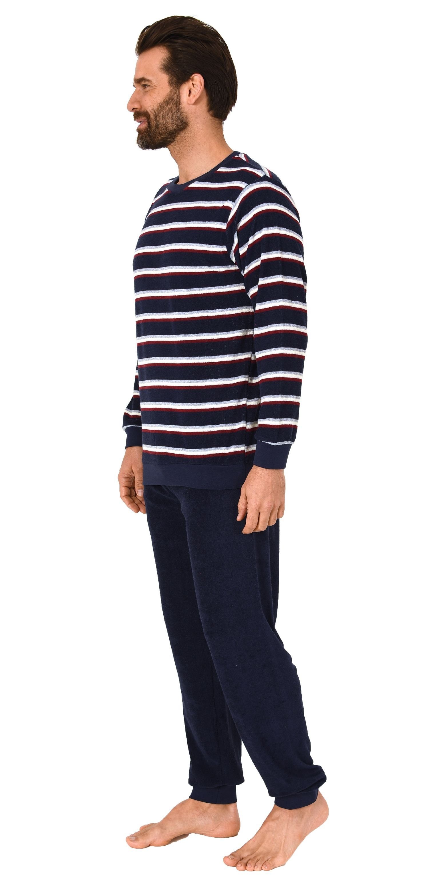 Normann Pyjama Herren Frottee Schlafanzug mit Bündchen - Streifenoptik - 291 13 787