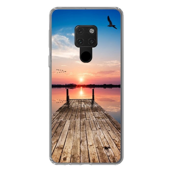 MuchoWow Handyhülle Steg - Wasser - Sonnenuntergang - Rosa - Horizont Phone Case Handyhülle Huawei Mate 20 Silikon Schutzhülle