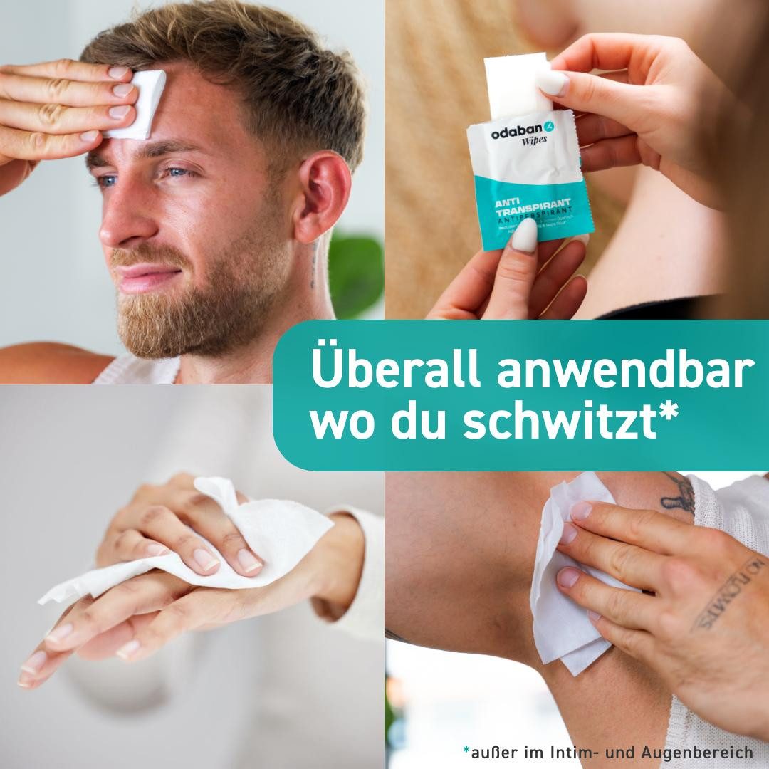 Odaban Deo-Set ODABAN Antitranspirant Tücher, 16 Stück, Deo-Wipes gegen Schwitzen, 16-tlg., Schweißhemmend
