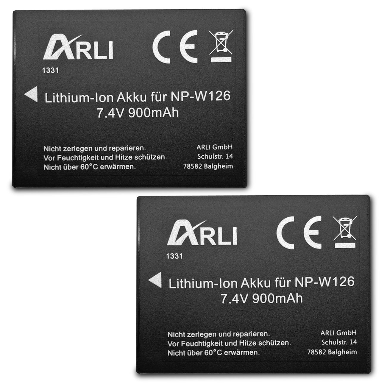 2x + Ersatzakku NP-W126S Akku, Dual kompatibel Smart ARLI 100% für Fuji Ladegerät NPW-126 LCD Akku USB passend