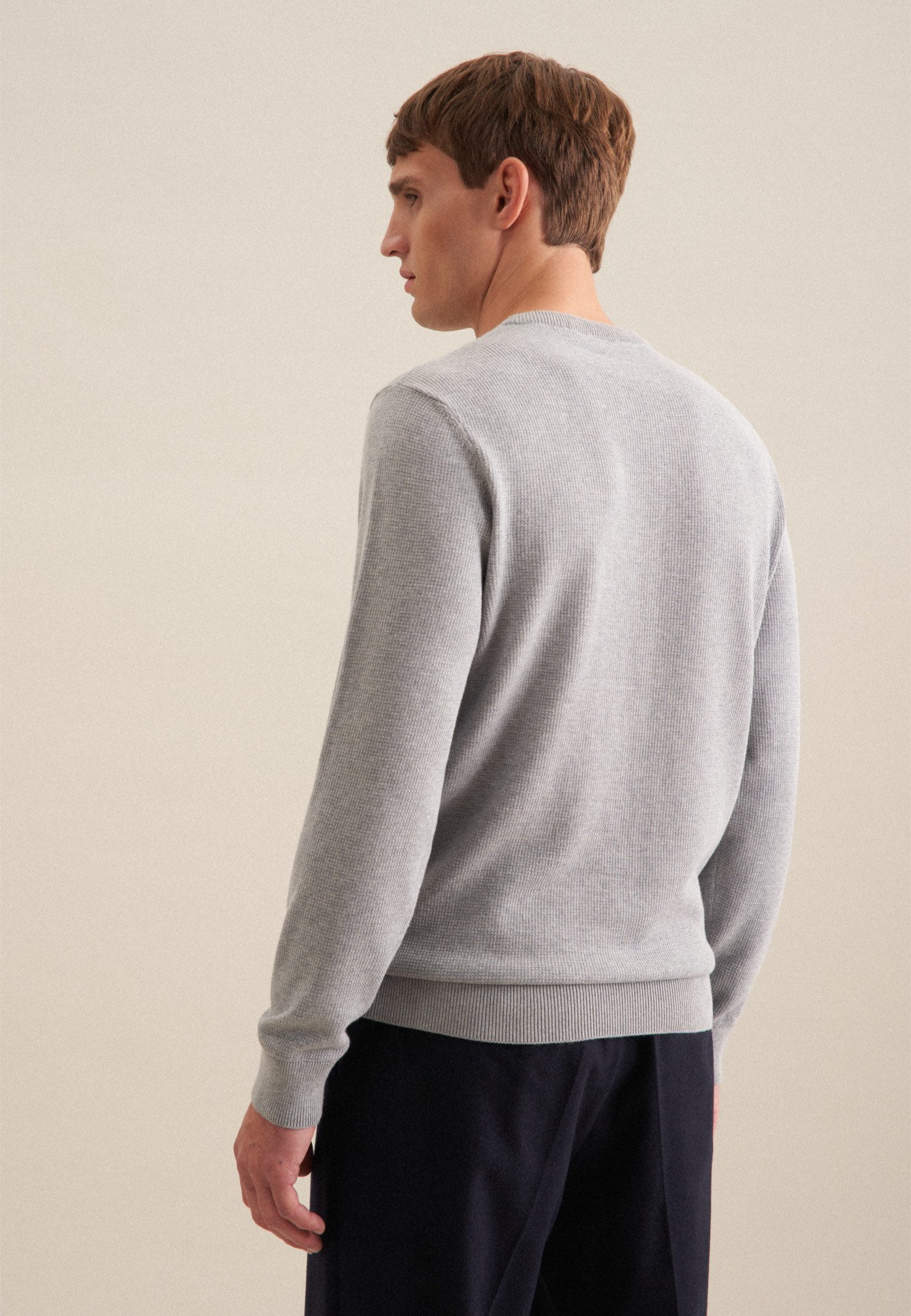 seidensticker Strickpullover Schwarze Rose 1/1 Rundhals Uni