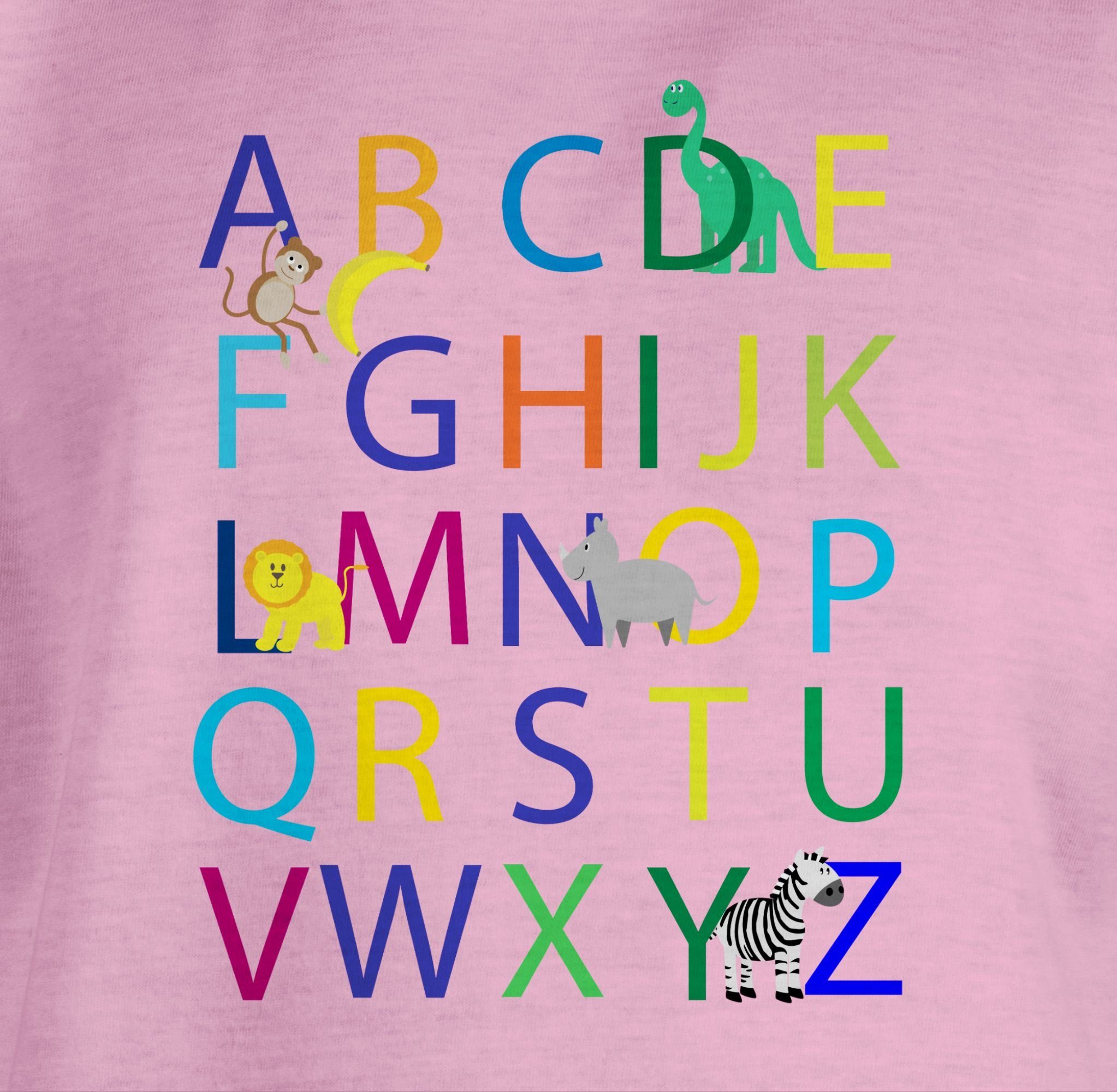 Mädchen ABC Einschulung Einschulung Rosa 2 Shirtracer T-Shirt