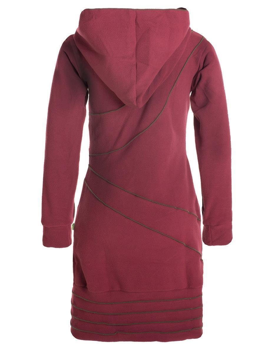 Vishes Midikleid Patchwork Hoodie Eco Fleecekleid mit Daumenlöchern Hippie, Boho, Goa Style