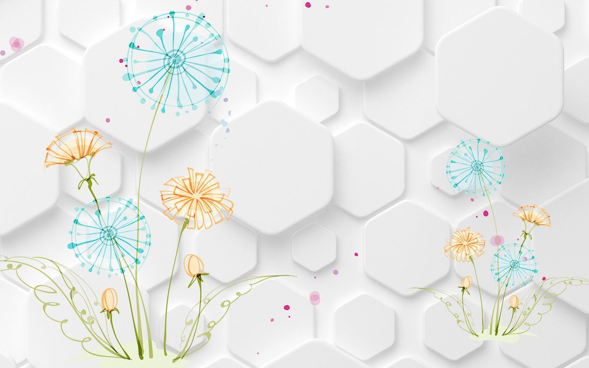 Papermoon mit Muster Blumen Fototapete