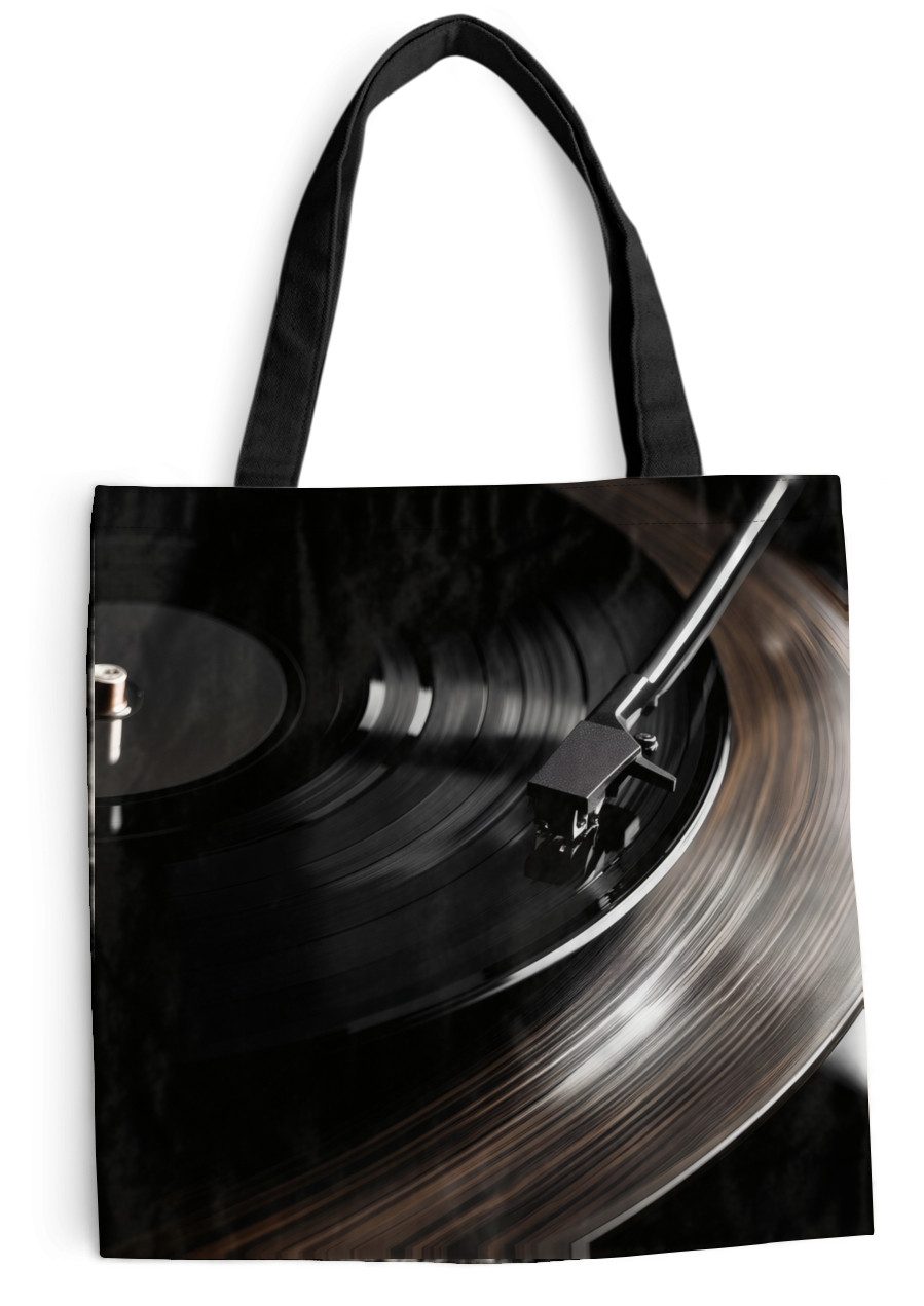 MuchoWow Shopper Nahaufnahme - Vinyl-Schallplattenspieler - Schwarz, Handtasche, Damen und Herren, Schultertasche, Umhängetasche, Tote Bag