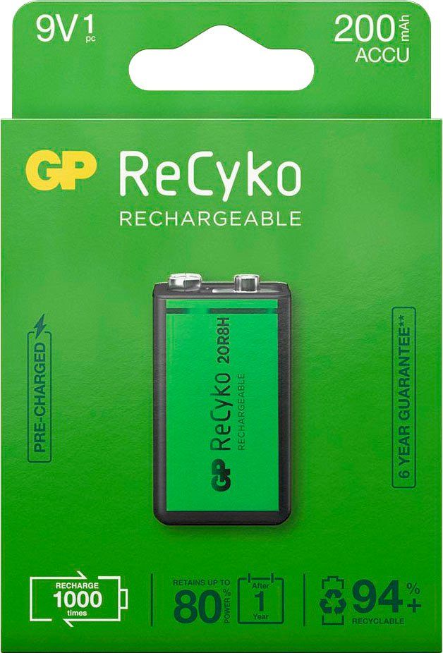 GP Batteries 1 Stck 9V Akku GP NiMH 200 mAh ReCyko 8,4V Akku 200 mAh (1 St)