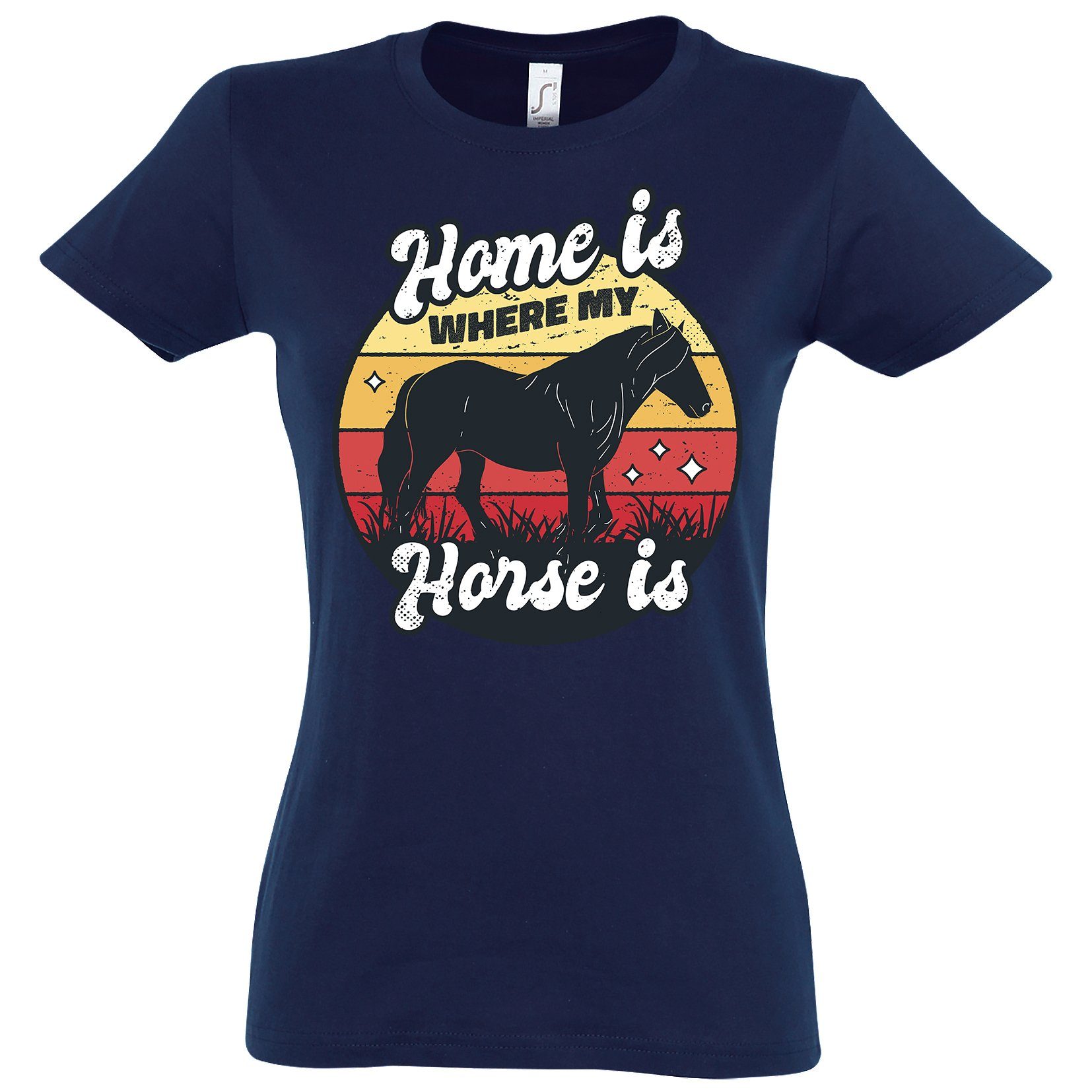 Youth Designz T-Shirt Home is Where My Horse Is Damen Shirt mit trendigem Pferde Frontprint