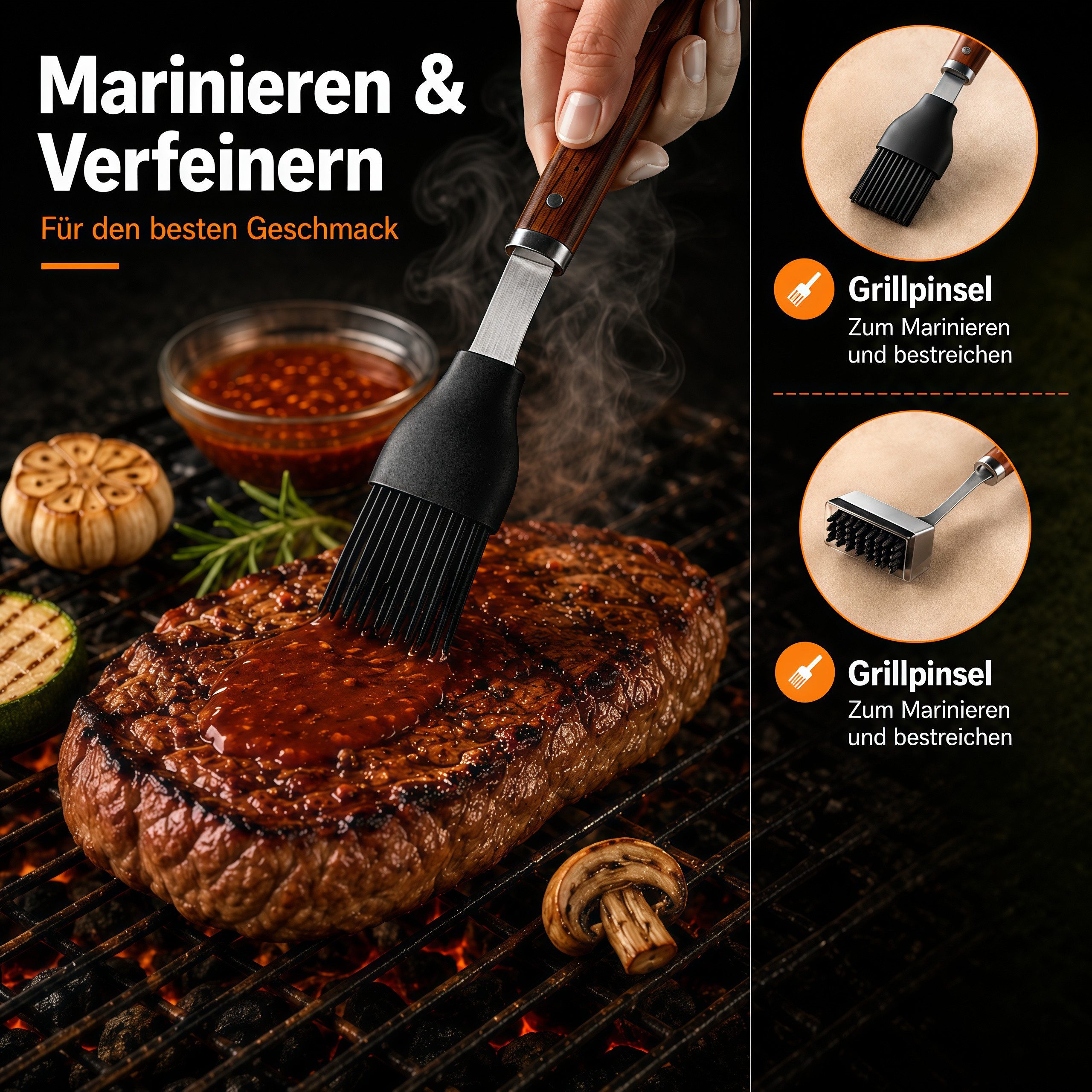 Forrlite Grillbesteck-Set 11-teiliges Grill Zubehör BBQ Grillbesteck Set aus Edelstahl, (hochwertiges Grillutensilien Set mit Grillkoffer, hitzebeständige, Gril – Bild 4 von 5