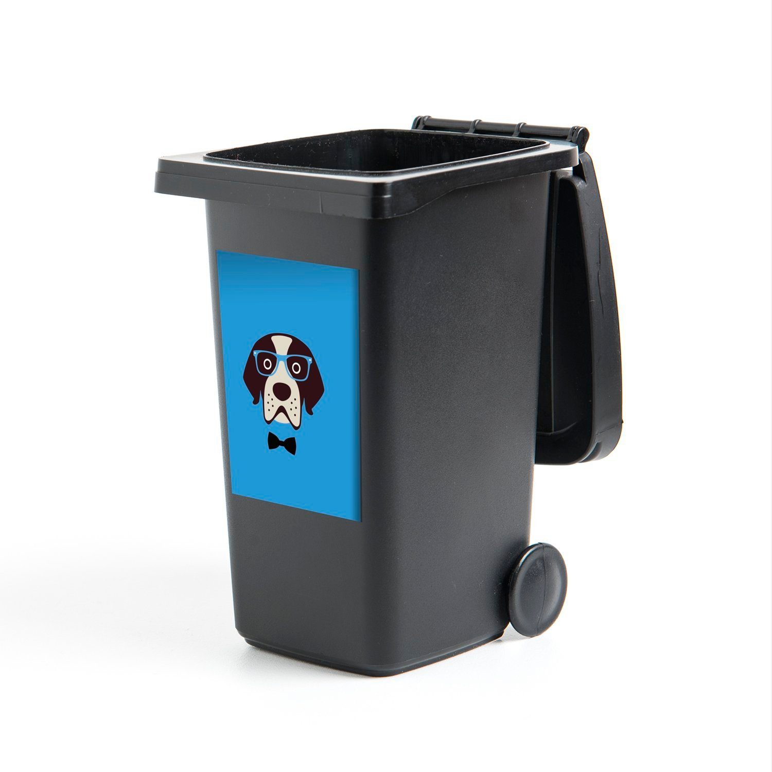 MuchoWow Wandsticker Kinderillustration Hund als Gentleman (1 St), Mülleimer-aufkleber, Mülltonne, Sticker, Container, Abfalbehälter