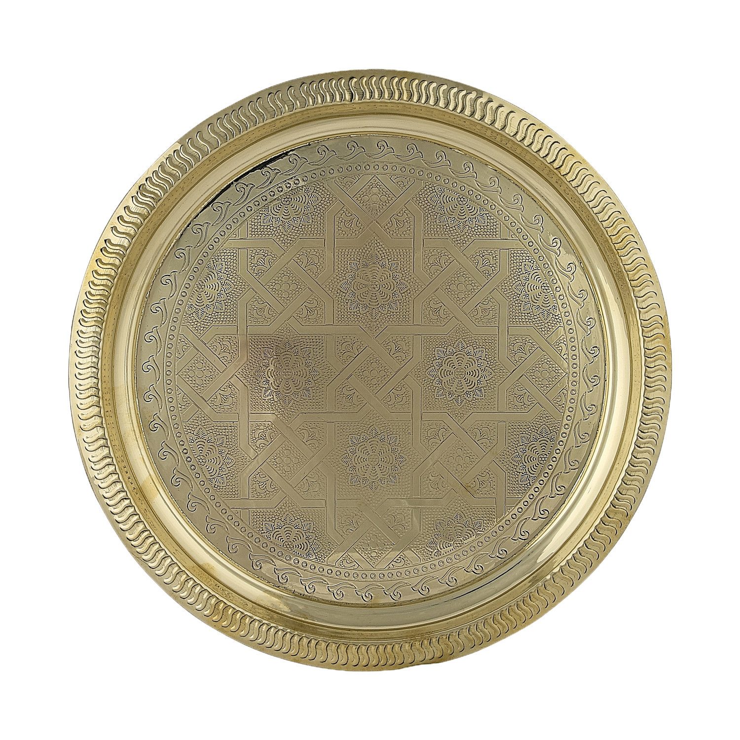 Marrakesch Orient & Mediterran Interior Dekotablett Orientalische Deko Tablett Serviertablett Kerzentablett Gold 28cm (1 St), Handarbeit