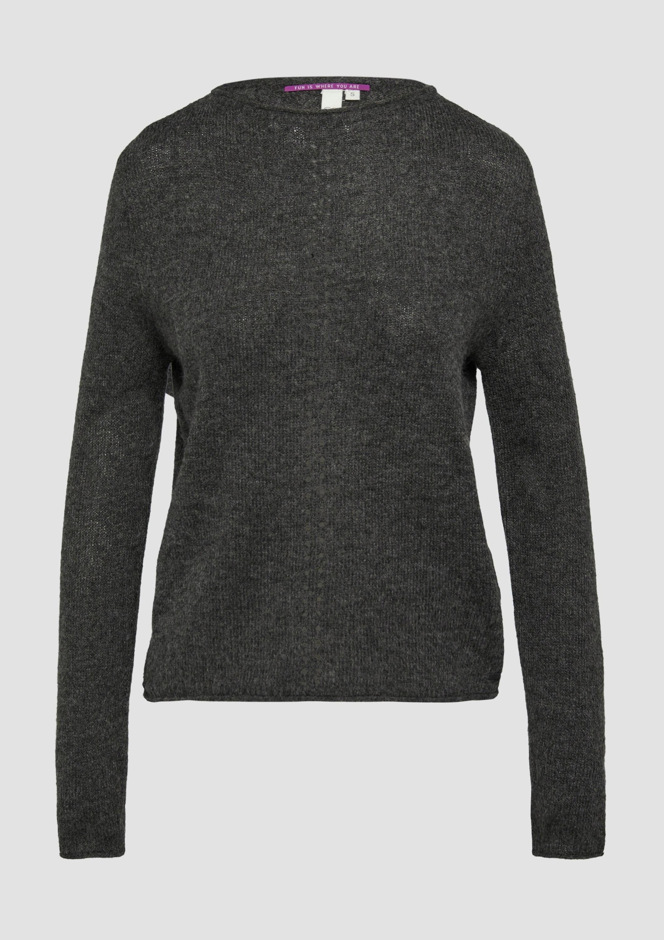 QS Longpullover Strickpullover Weicher Strickpullover mit Ajour-Detail