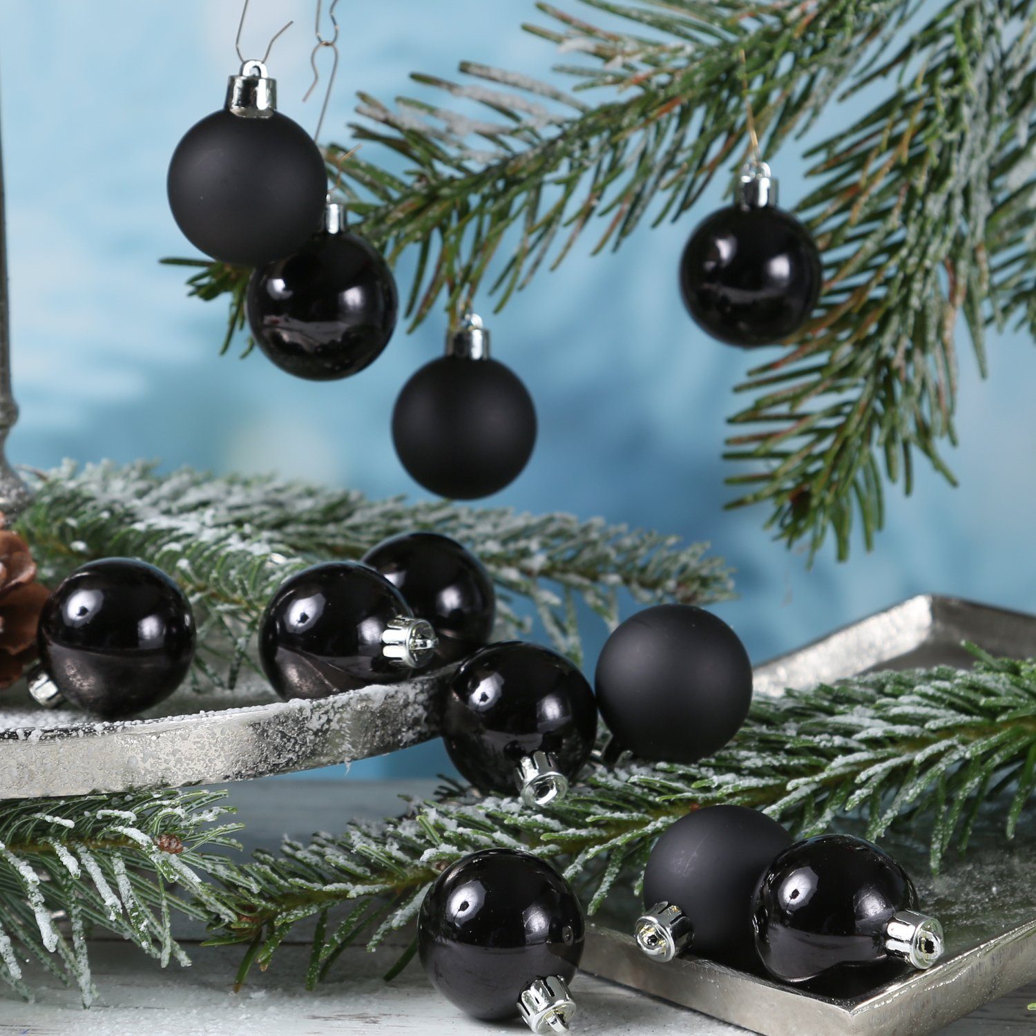 MARELIDA Weihnachtsbaumkugel Christbaumkugeln Weihnachtskugeln bruchfest 4cm schwarz 16er Set (16 St)