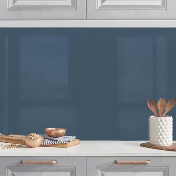 Bilderdepot24 Küchenrückwand blau dekor einfarbig Wandpaneel Küche Schieferblau Wandverkleidung, (1-tlg., Nischenrückwand - für Fliesenspiegel ohne Bohren - matt), Spritzschutz Rückwand Küche Herd - Folie selbstklebend versch. Größen