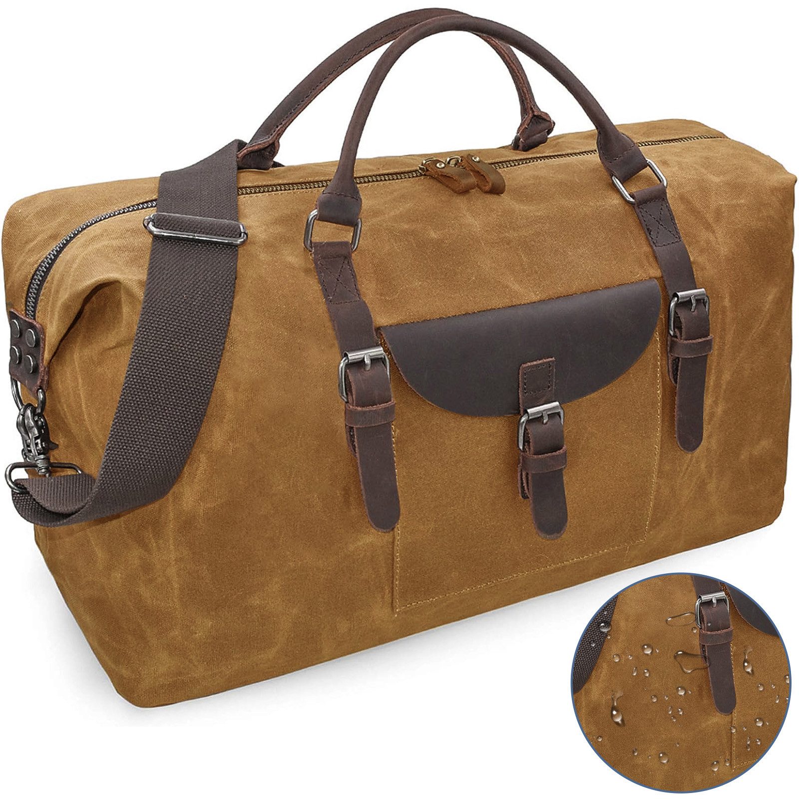 OKWISH Reisetasche Canvas Trainingstasche Sporttasche Handtasche Schultertasche Seesack (Fitness Tasche Schwimmtasche Sport Reise Tasche Übernachtungstasche, groß, Weekender, Wasserdichte, Canvas), Männer Frauen Reisen Gym Urlaub Übernachtung Freizeit Arbeit Business