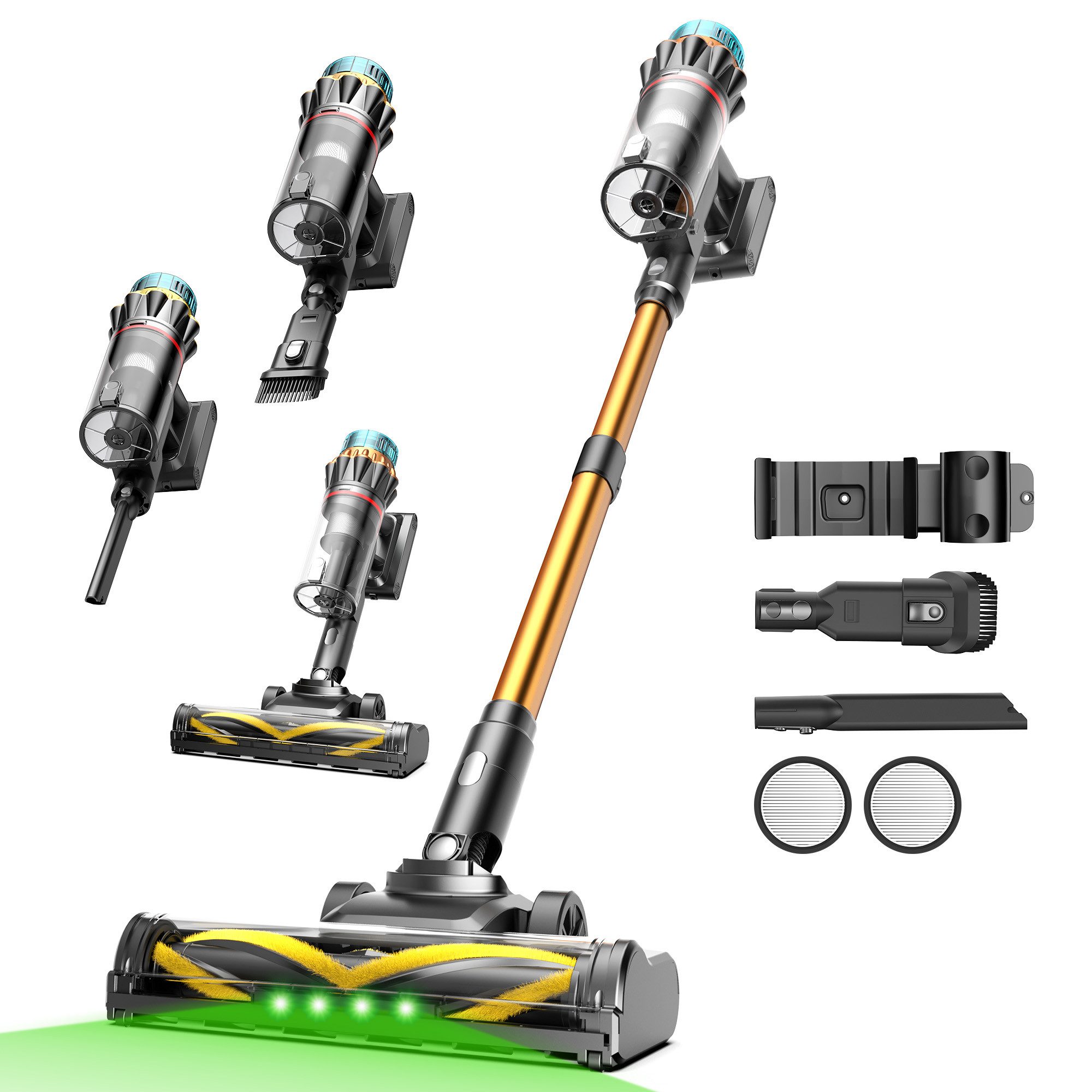 Vactidy Akku-Hand-und Stielstaubsauger V14 Pro, 80000 PA/ 600W/ 60Min, LED-Display, 6-stufiges Filtersystem, 600 W, beutellos, Abnehmbarer Akku,V-förmige Antiwickelbürste,LED,Abschaltsog-Funktion
