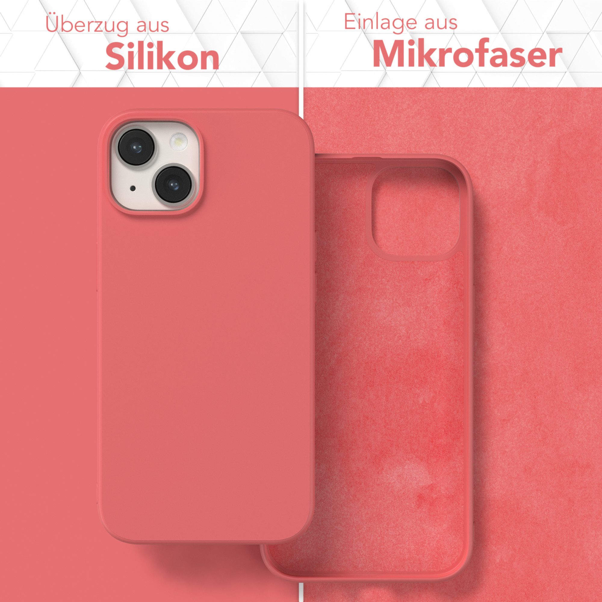 EAZY CASE Handyhülle für Apple iPhone 14 Hülle Silikon 6,1 Zoll, Schutzhülle mit Kameraschutz stoßfest telefonhülle Matt Rot / Hellrot