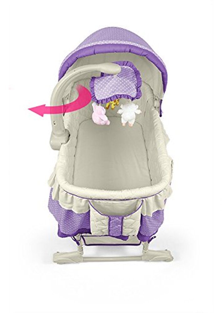 Best for Kids Stubenbett Babybett mit Metallgestell, Matratze & Musik-Mobile – wandelbar