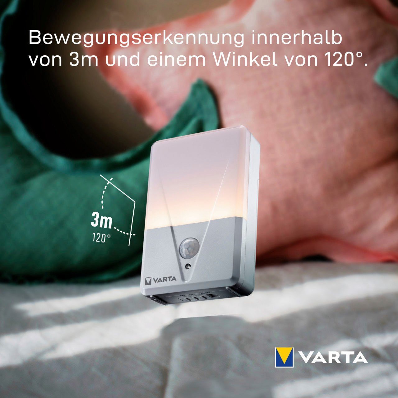 VARTA Nachtlicht VARTA Motion Sensor fest batteriebetrieben Warmweiß inkl. 3xAAA, integriert, ist LED Nachtlicht