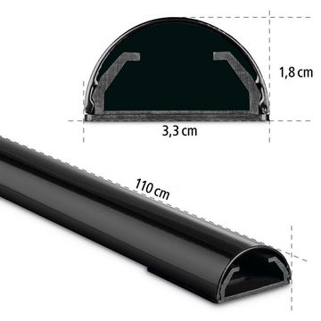 Hama Kabelkanal Aluminium Kabelführung zum Schrauben oder Kleben für 5 Kabel, halbrund, Kabelmanagement, 110 cm Länge
