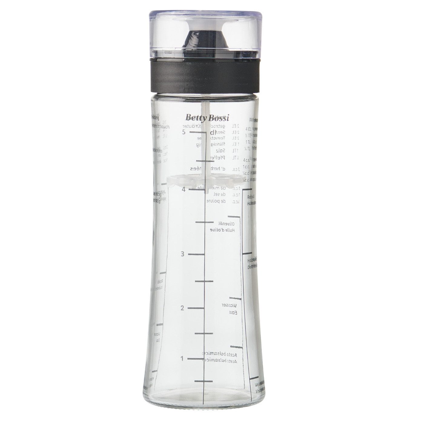 Betty Bossi Dressing Shaker Dressing-Shaker, Glas, 5 dl mit Deckelaufsatz und Dosierring