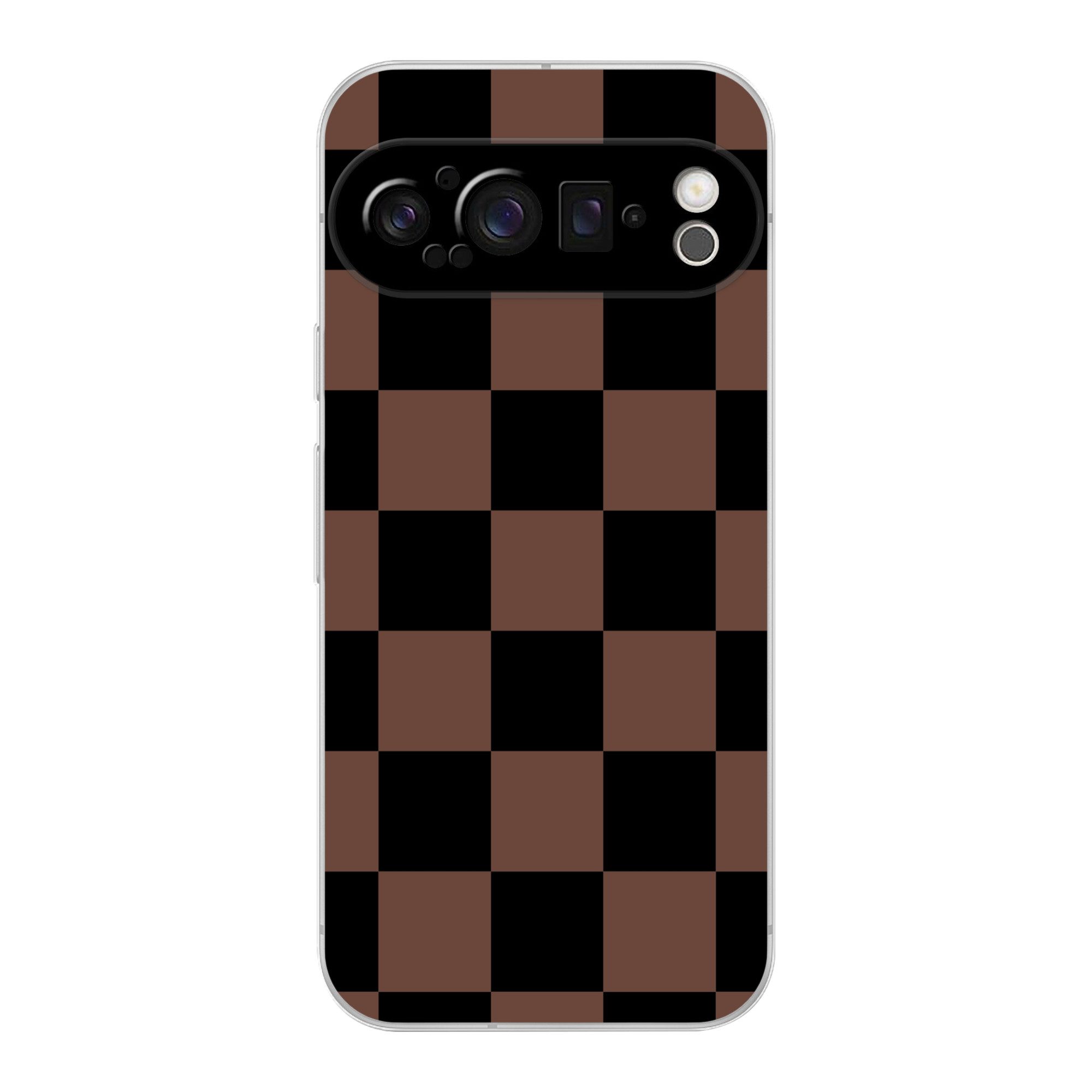 MuchoWow Handyhülle für Google Pixel 9 Pro Schachbrettmuster - Braun - Schwarz - Blöcke, Phone Case, Silikon, Schutzhülle Dünn