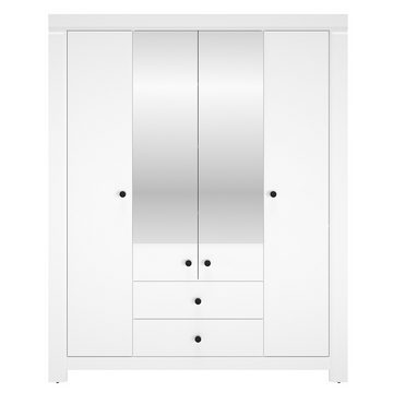 Lomadox Drehtürenschrank LANA-131 Schlafzimmer Schrank mit Spiegel in weiß, B/H/T ca. 163/201/57 cm