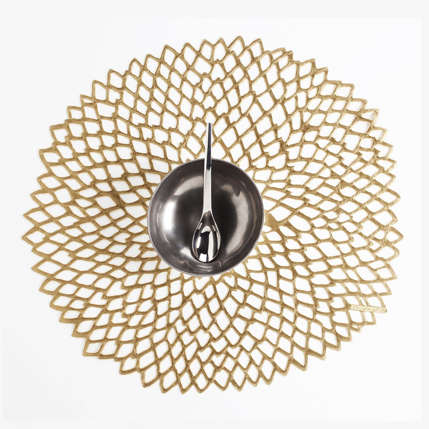 Chilewich Platzset Pressed Vinyl Dahlia Round Brass, (1-St)