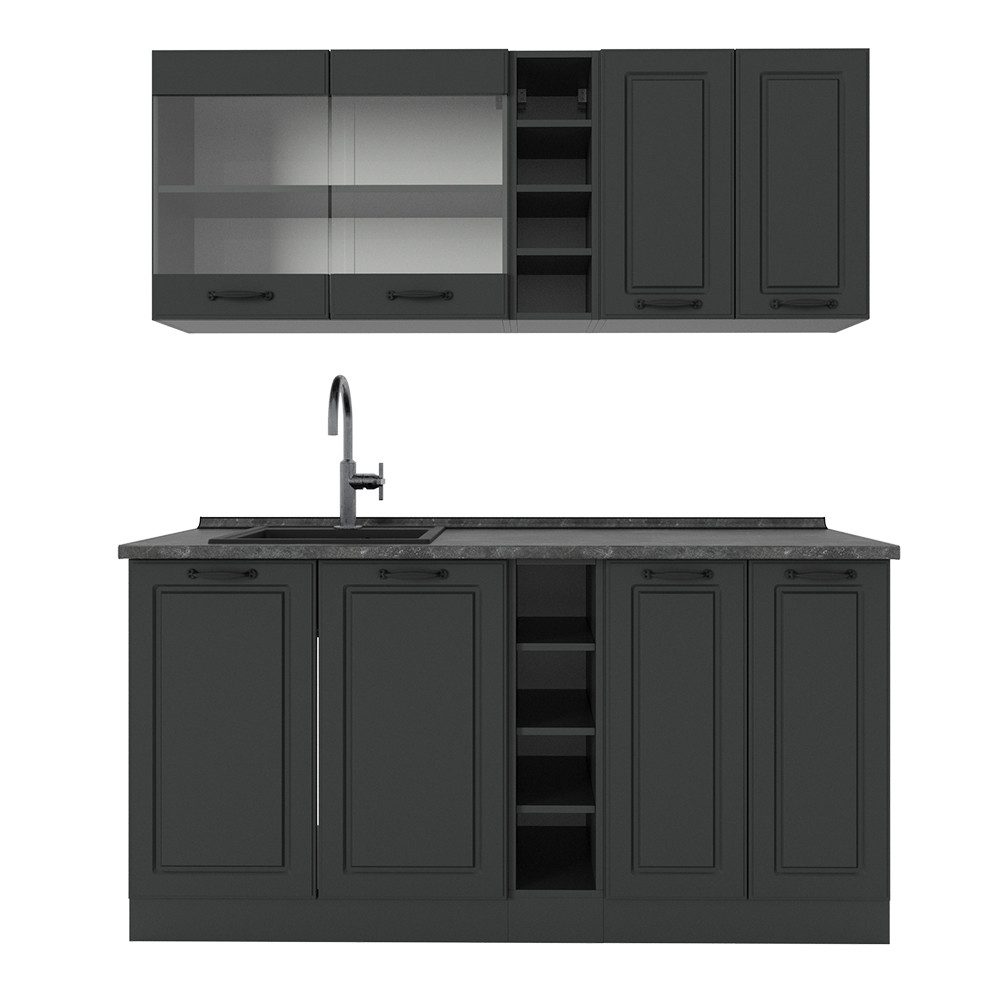 Vicco Küchenzeile R-Line, Anthrazit Landhaus/Anthrazit, 160 günstig online kaufen