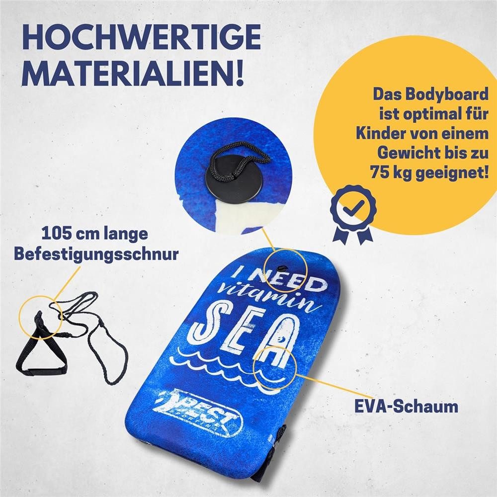 Best Sporting Bodyboard Kinder I NEED VITAMIN SEA, Kinder-Surfbrett, 92 cm, Maximale Belastbarkeit bis 75 kg