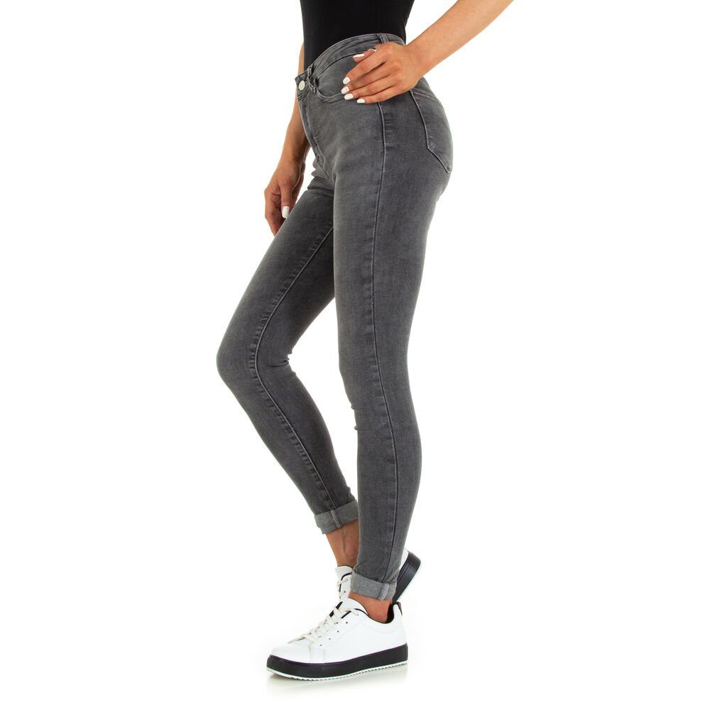 Stretch Skinny Jeans Skinny-fit-Jeans Ital-Design in Freizeit Grau Damen