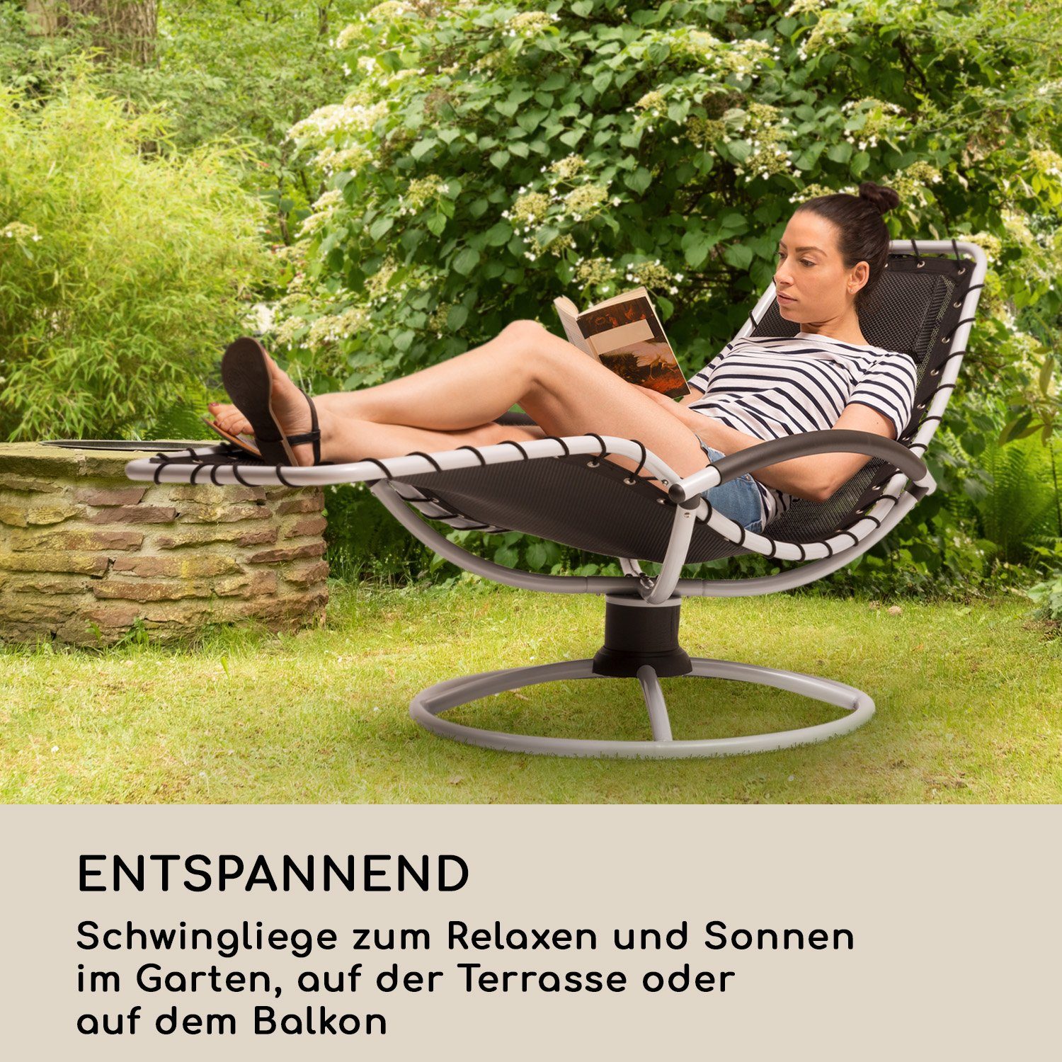 blumfeldt Gartenliege The Chiller, Schwingeffekt, ergonomisch geformte Gartenliege