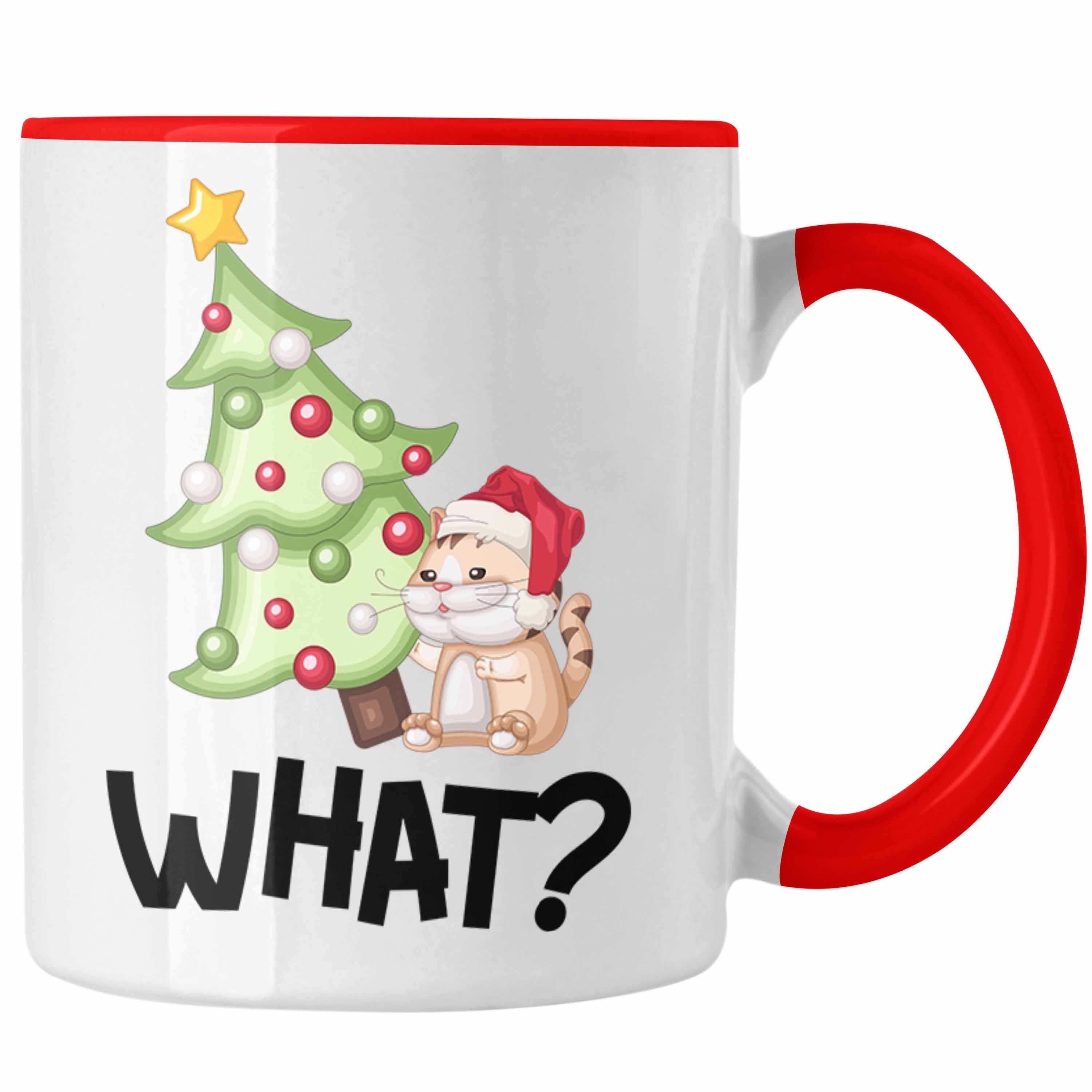 Trendation Tasse Lustige Katzen Tasse Weihnachten Grafik Geschenk für Katzen-Besitzer W Rot