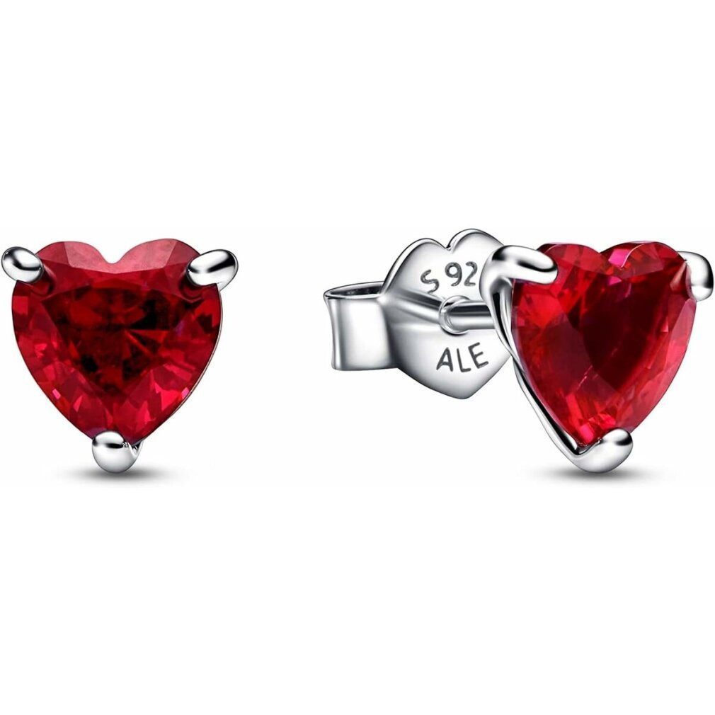 Pandora Ohrring-Set Blytivé srdíèkové náunice s èerveným køíálem Studis Timeless 292549C01