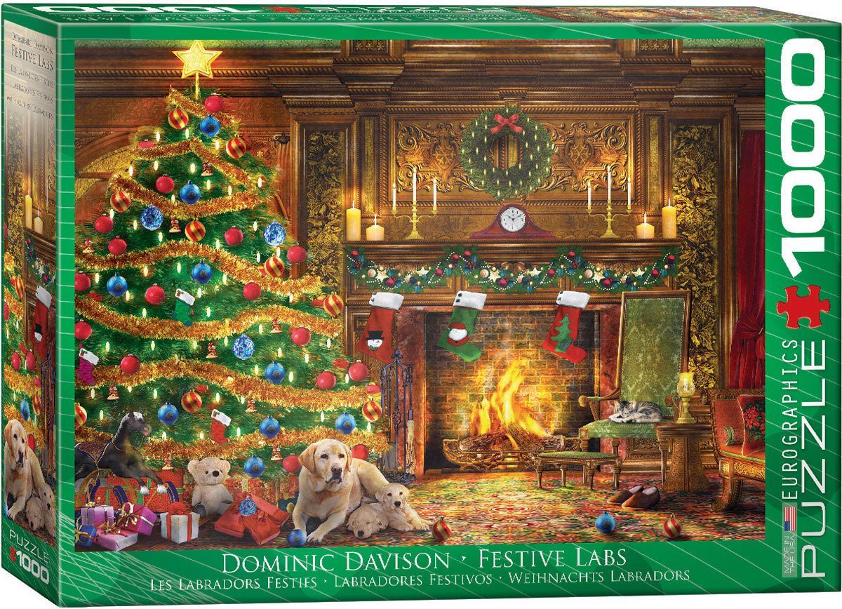 empireposter Puzzle Dominic Davison - Festliche Weihnachten mit Labradors - 1000 Teile Puzzle im Format 68x48 cm, 1000 Puzzleteile