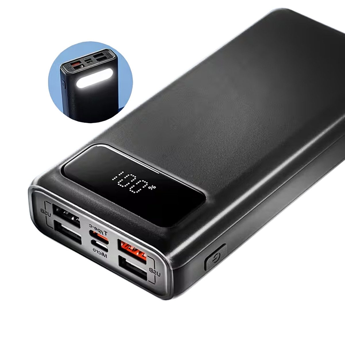 AeroAxis 22,5W Schnellladung 20000mAh Powerbank mit LED-Anzeige & Taschenlampe Powerbank 20000 mAh (3,7 V), Für iPhone, Samsung, Huawei, Tragbares Ladegerät für Unterwegs&Reisen