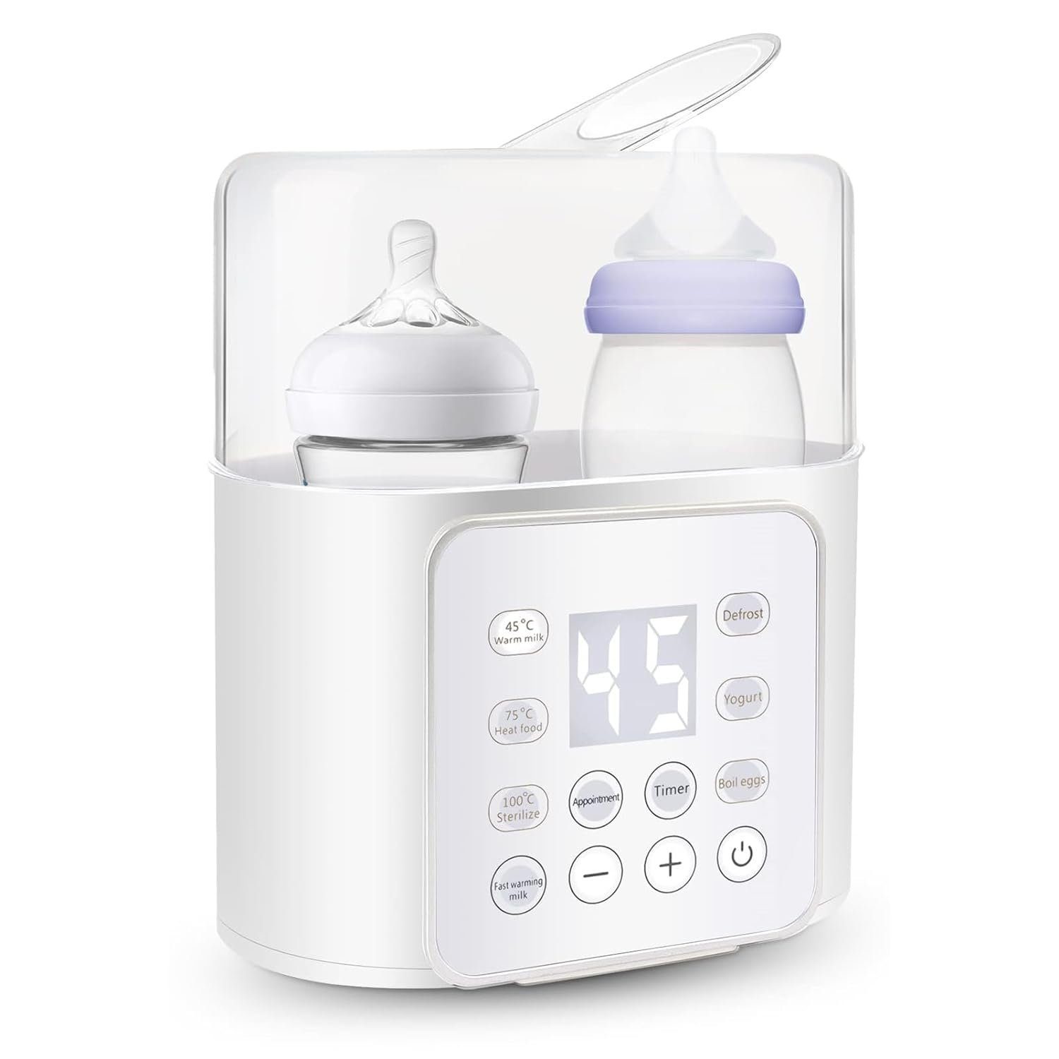 BlingBin Babyflaschenwärmer Baby 9-in-1 Fast Babynahrungsheizung und Abtauung, Babykostwärmer mit LED Bildschirm und Touch-Tasten für 2 Babyflaschen