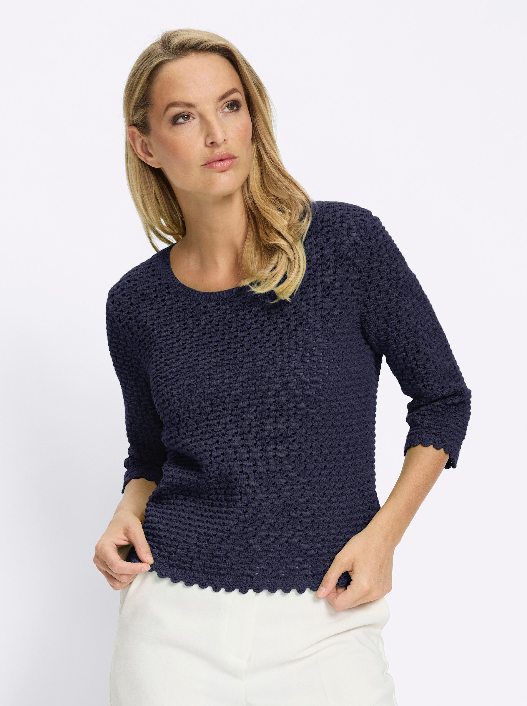 heine Strickpullover Pullover 3/4-Arm Ajour