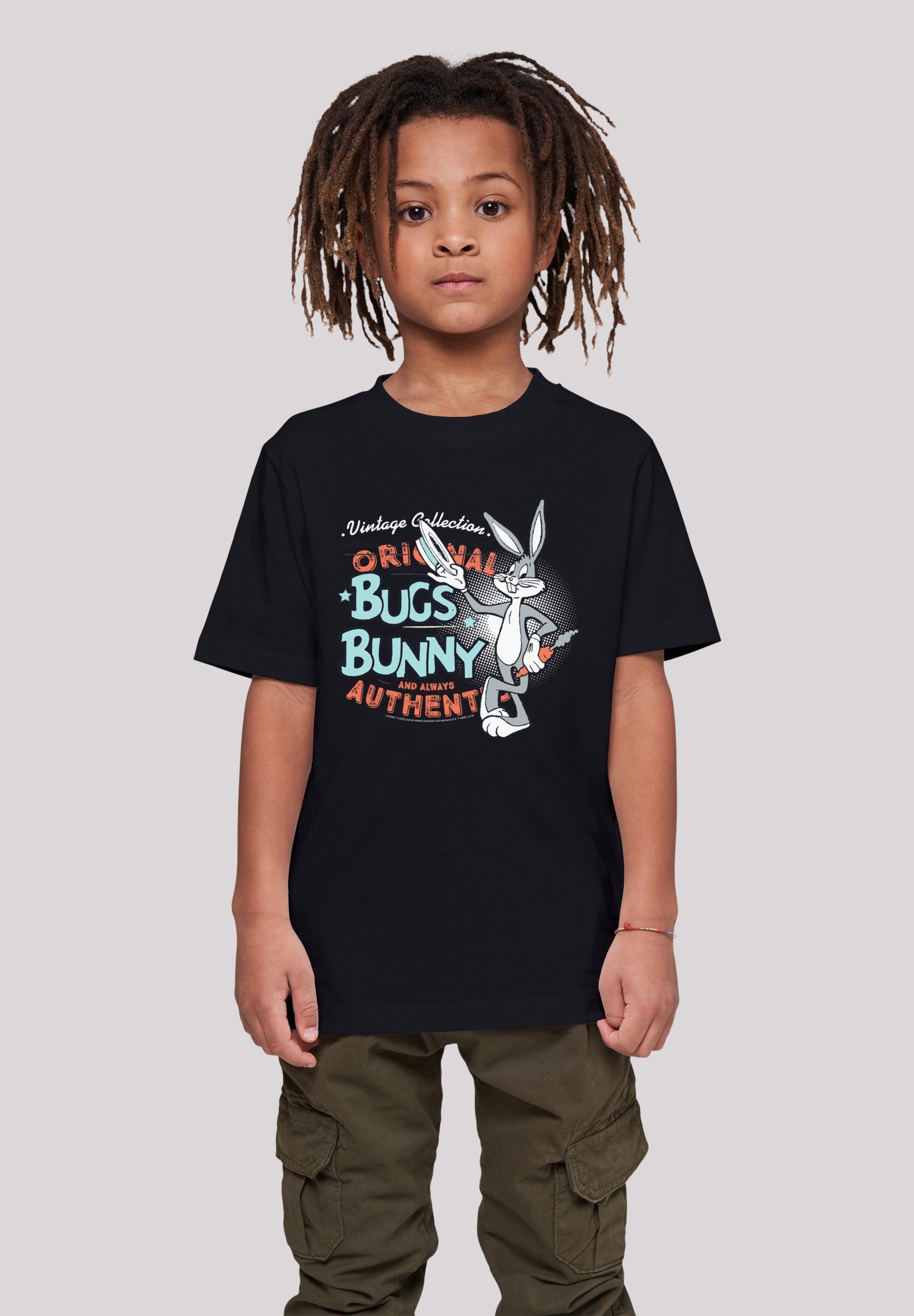 F4NT4STIC Kurzarmshirt Tunes Bunny Tee Kids Basic (1-tlg) Vintage Looney Bugs -BLK with Kinder