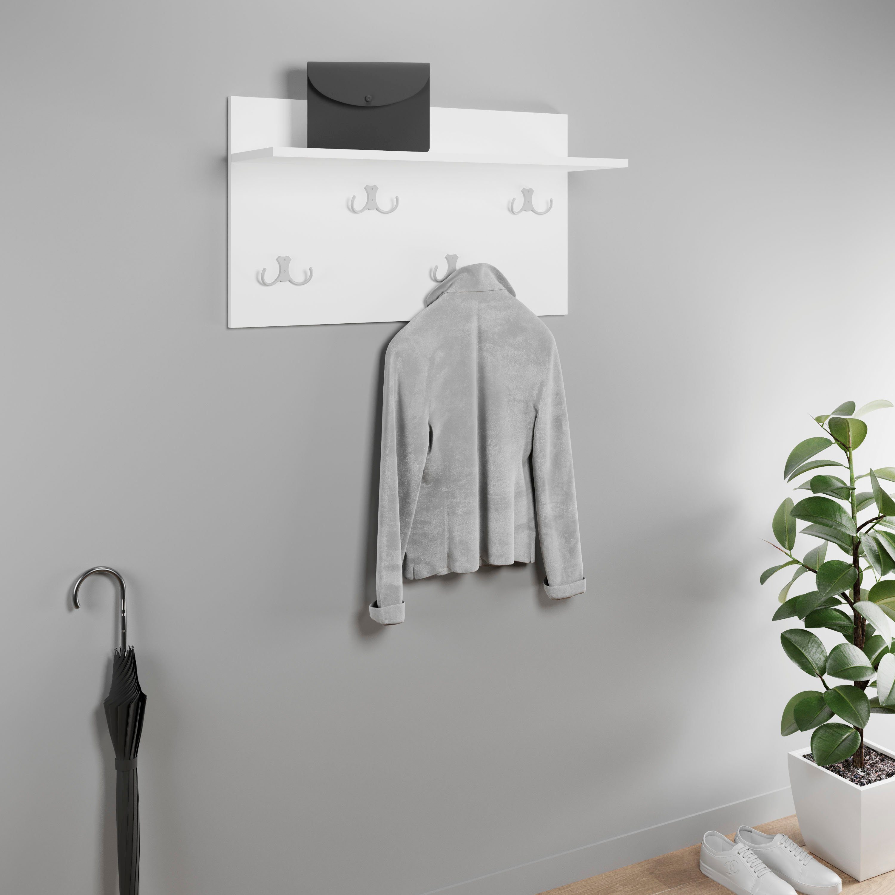 INOSIGN Garderobenpaneel Paris (1 St), Praktische Wandgarderobe mit Doppelhaken (B/T/H): 70/21,5/40 cm