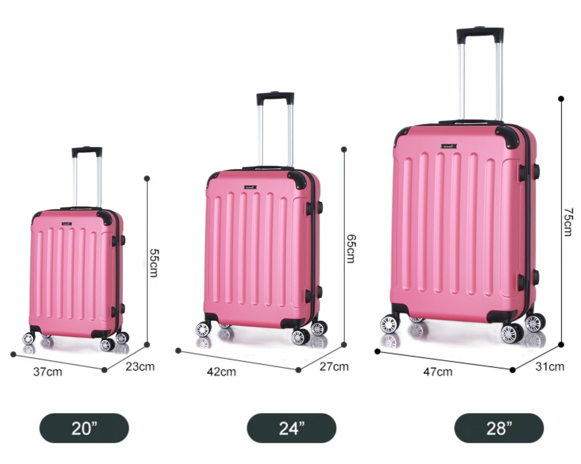 Rungassi Kofferset Hartschalenkoffer Trolley Rungassi Koffer ABS01 pink Reisekoffer Set