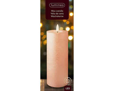 Lumineo LED-Christbaumkerzen Lumineo LED Wachskerze Hell Rose 19 x 7 cm, 6h-Timer, Batteriebetrieben, 6h-Timer, Indoor