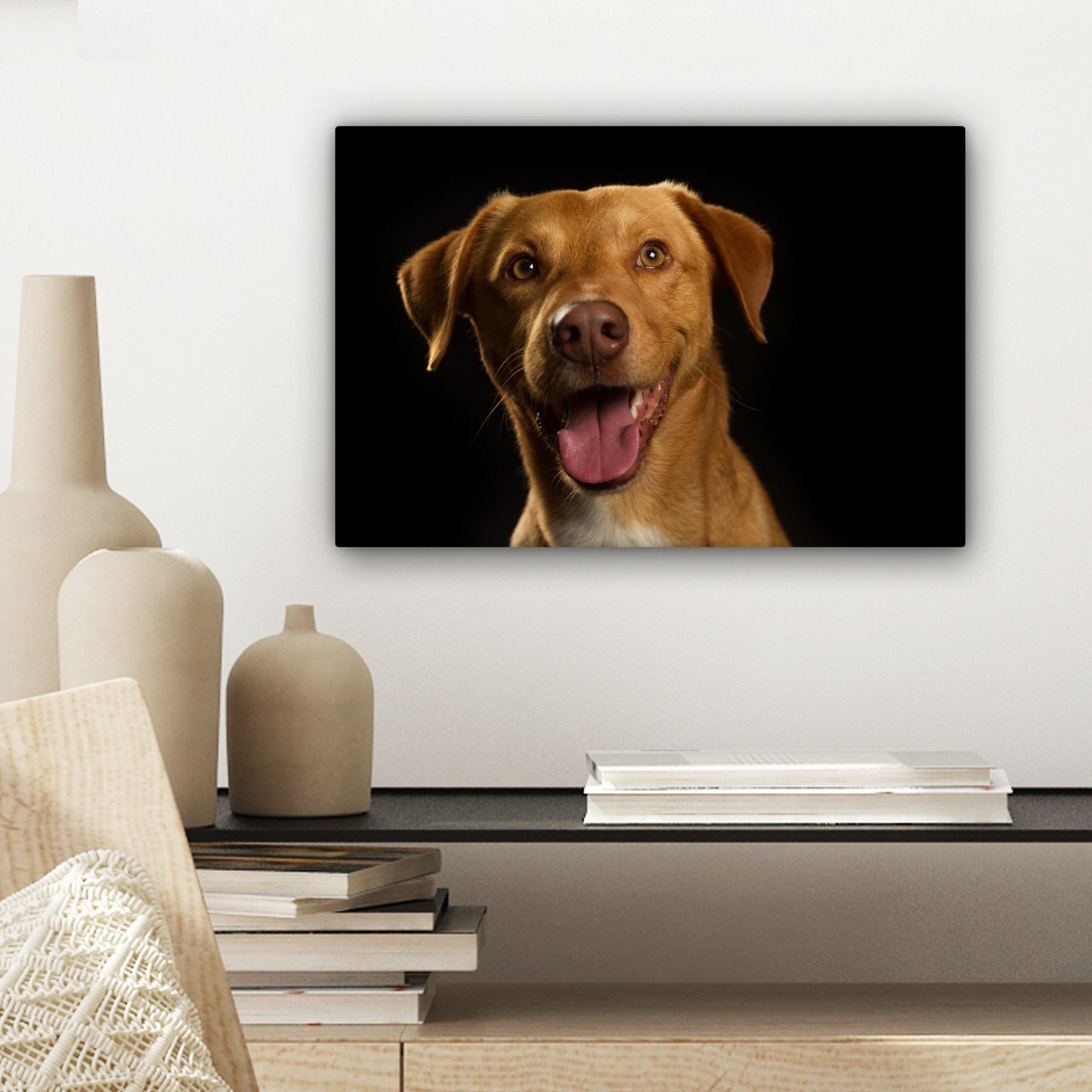 Wandbild 30x20 Haustiere - cm Wanddeko, Leinwandbild St), Hund Leinwandbilder, - Aufhängefertig, OneMillionCanvasses® Porträt, (1