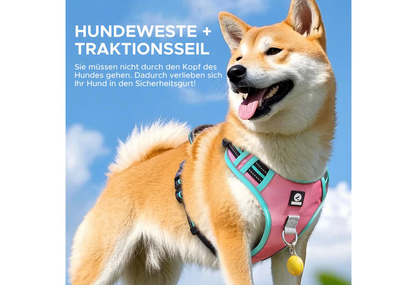Thumbnail - Refttenw Hunde-Geschirr Verstellbares Katzengeschirr Ausbruchsicher,Hundegeschirr,Mit Zugseil, Reflektierendes Design