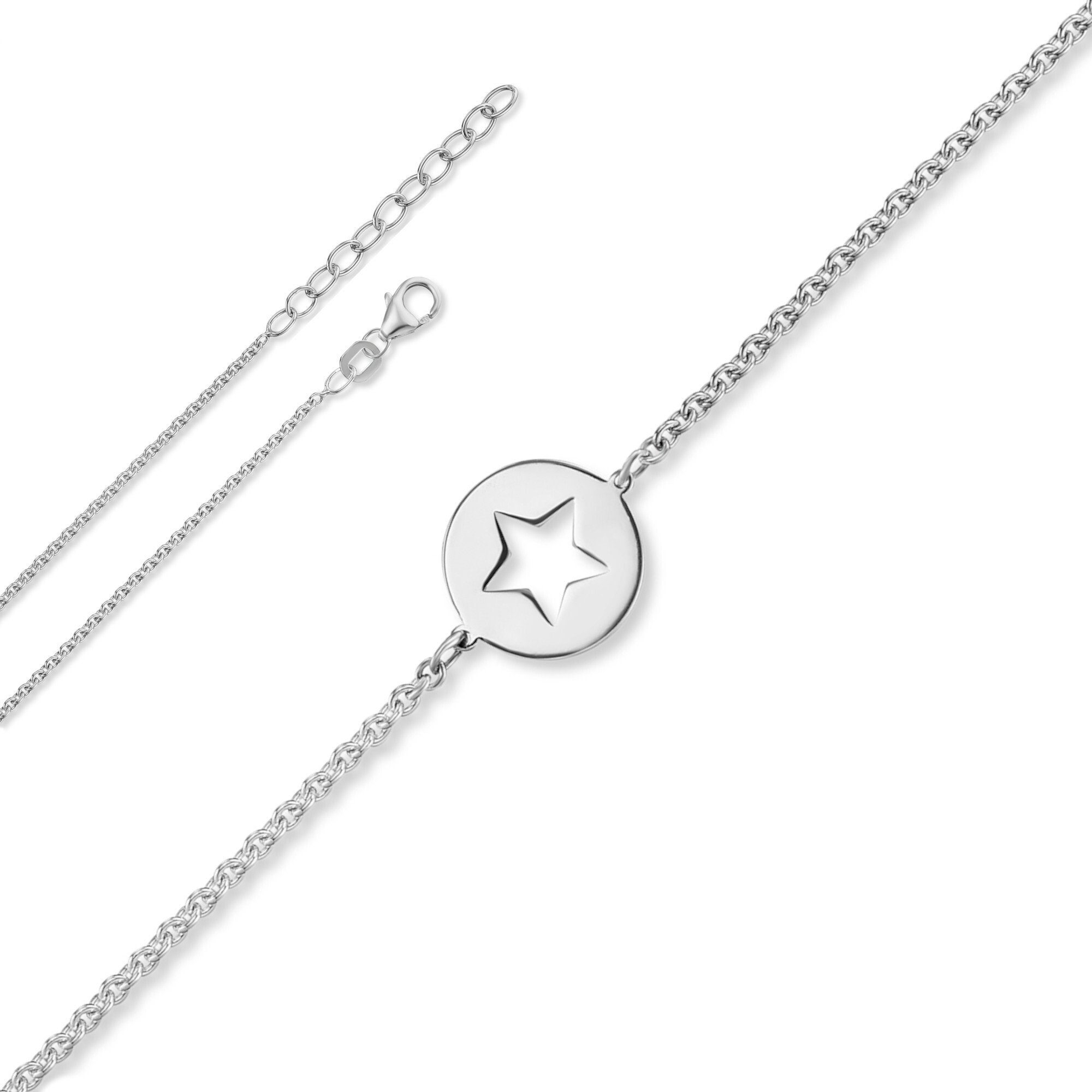 ONE ELEMENT Silberarmband Stern Armband aus 925 Silber 16 cm Ø, Damen Silber Schmuck Rundankerkette Stern