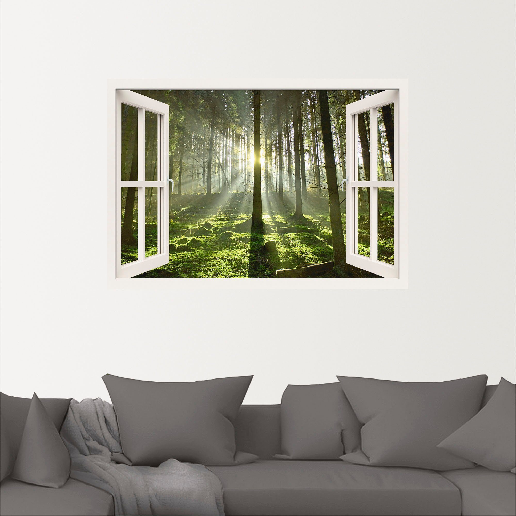 in versch. Poster Artland - im Wandaufkleber Wandbild Wald Größen oder Fensterblick (1 Leinwandbild, als Fensterblick St), Gegenlicht,