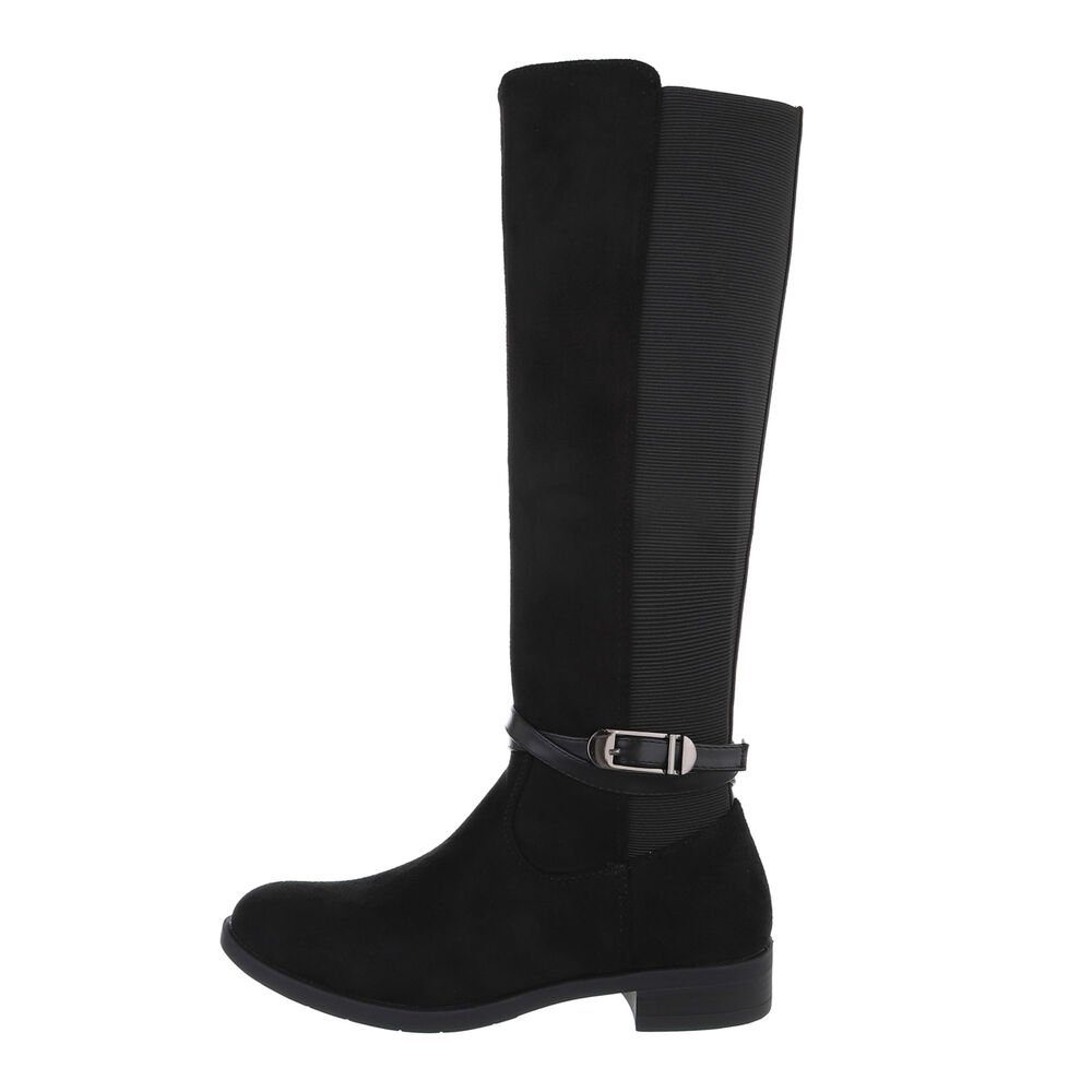 Ital-Design Damen Freizeit Stiefel Blockabsatz Flache Stiefel in Schwarz günstig online kaufen