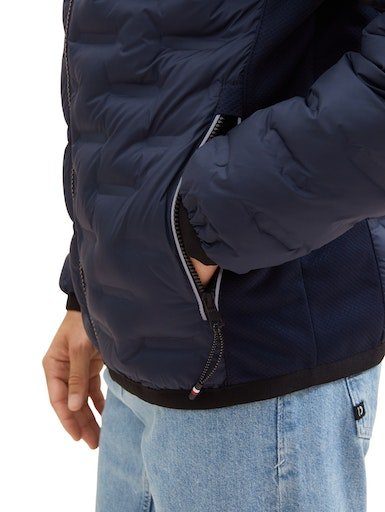 TOM TAILOR Steppjacke mit verstaubarer dunkelblau Kapuze