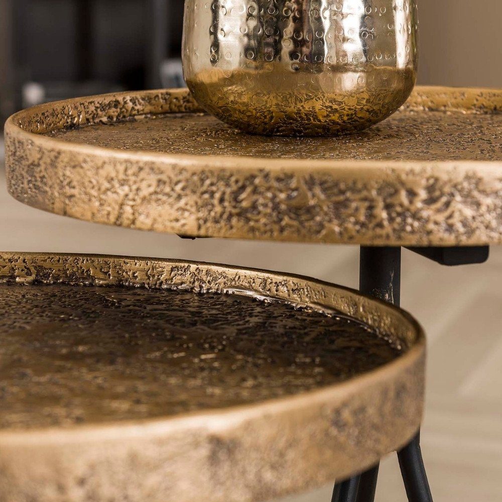 RINGO-Living Beistelltisch Massivholz Möbel 2er Bronze-matt in und Malio Beistelltisch Set, Schwarz-matt
