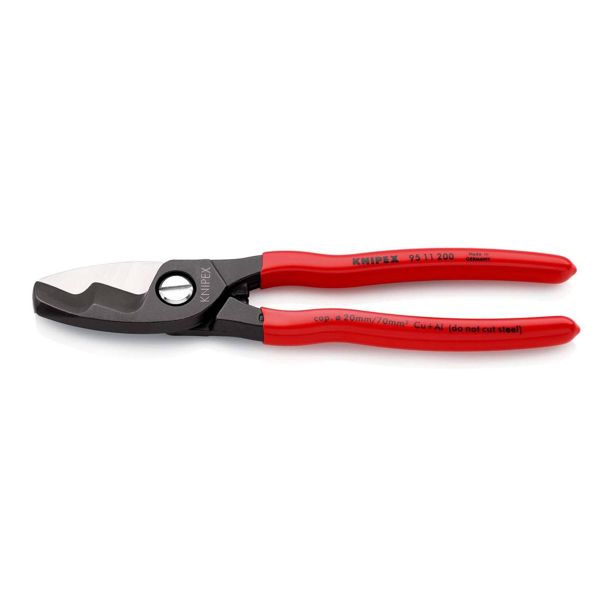 Knipex Kabelschere KNIPEX 95 11 200 Kabelschere mit Doppelschneide mit Kunststoff überzog