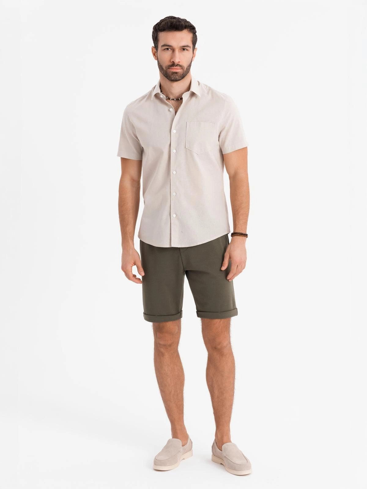 OMBRE Sweatshorts Gestrickte Shorts für Herren mit hochgekrempelten Beinen